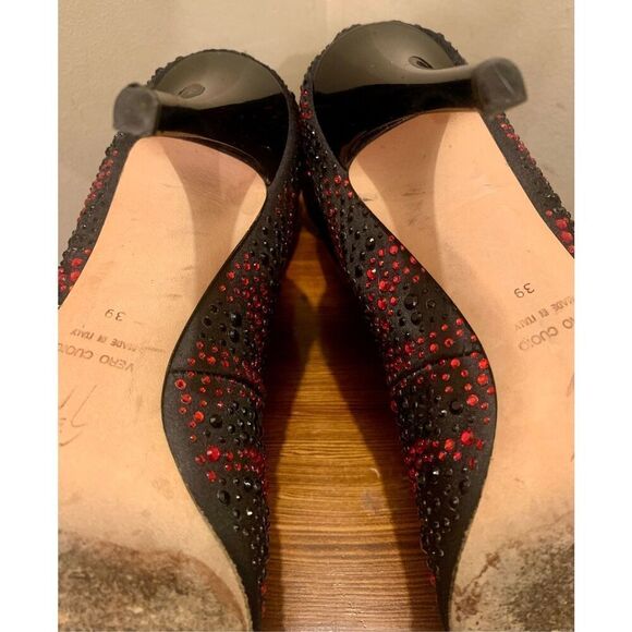 Giuseppe Zanotti Womens Black Red Jewel Encrusted Peep Toe Ankle Bootie Size 39 - Picture 11 of 12